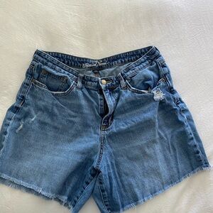 Blue Distressed Denim Shorts